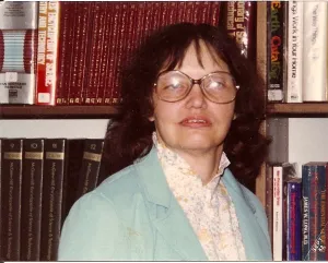Marian working at the library
